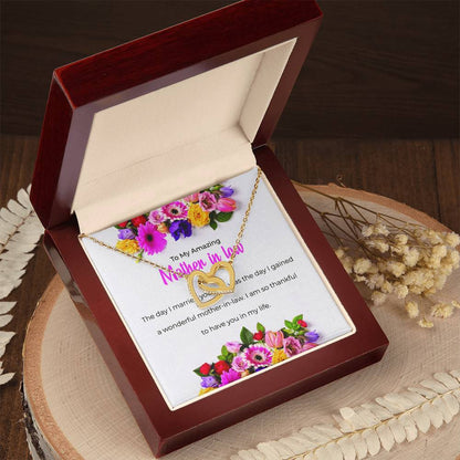 To My Amazing Mother-in-law, Interlocking Hearts Necklace with Heartfelt Sentiment | Mother-in-law Gift