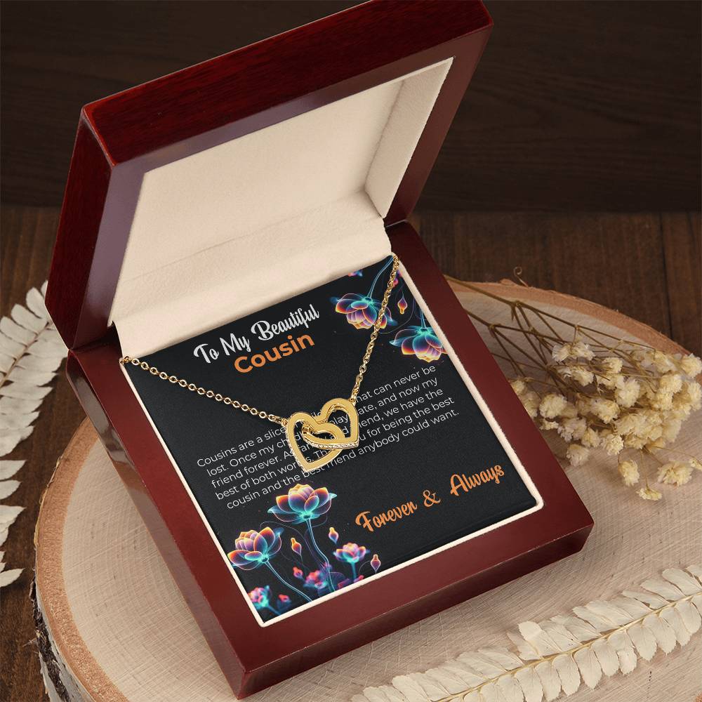 Cousin Necklace | To My Beautiful Cousin - Interlocking Hearts Necklace | Cousin Friendship Necklace