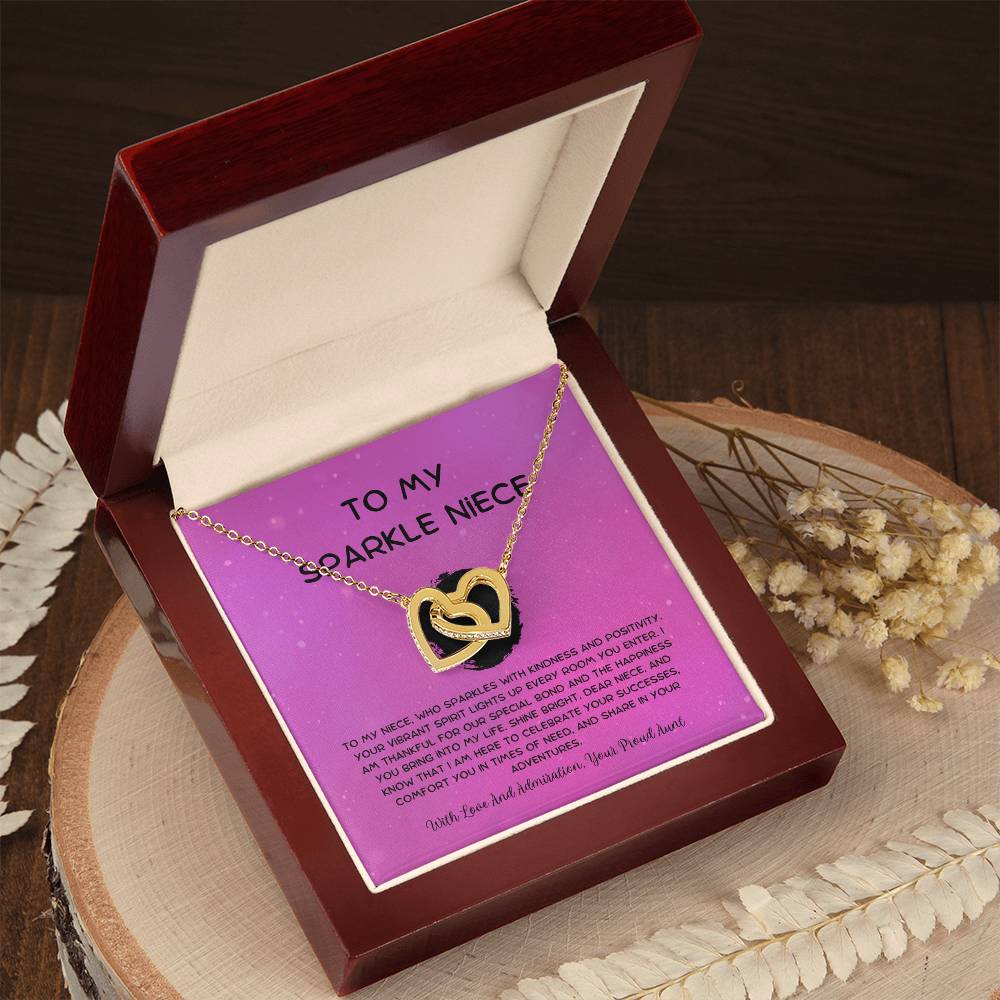 To My Sparkle Niece - From Aunt to Niece Interlocking Hearts Necklace - SOUVMOUR