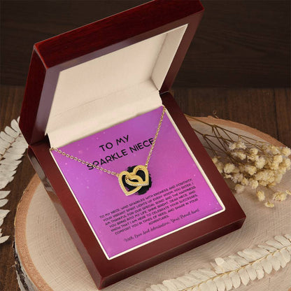 To My Sparkle Niece - From Aunt to Niece Interlocking Hearts Necklace - SOUVMOUR