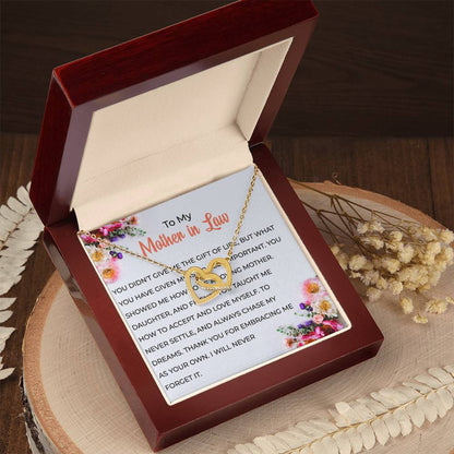 To My Cherished Mother-in-law, Interlocking Hearts Necklace with Heartfelt Words | Mother-in-law Gift
