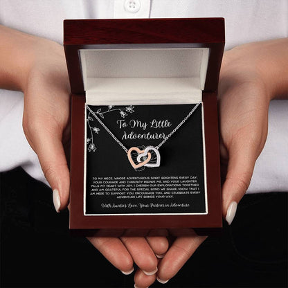 To My Little Adventurer - From Aunt to Niece Interlocking Hearts Necklace - SOUVMOUR