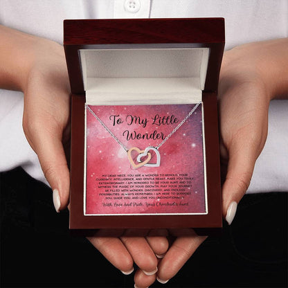 To My Little Wonder - From Aunt to Niece Interlocking Hearts Necklace - SOUVMOUR