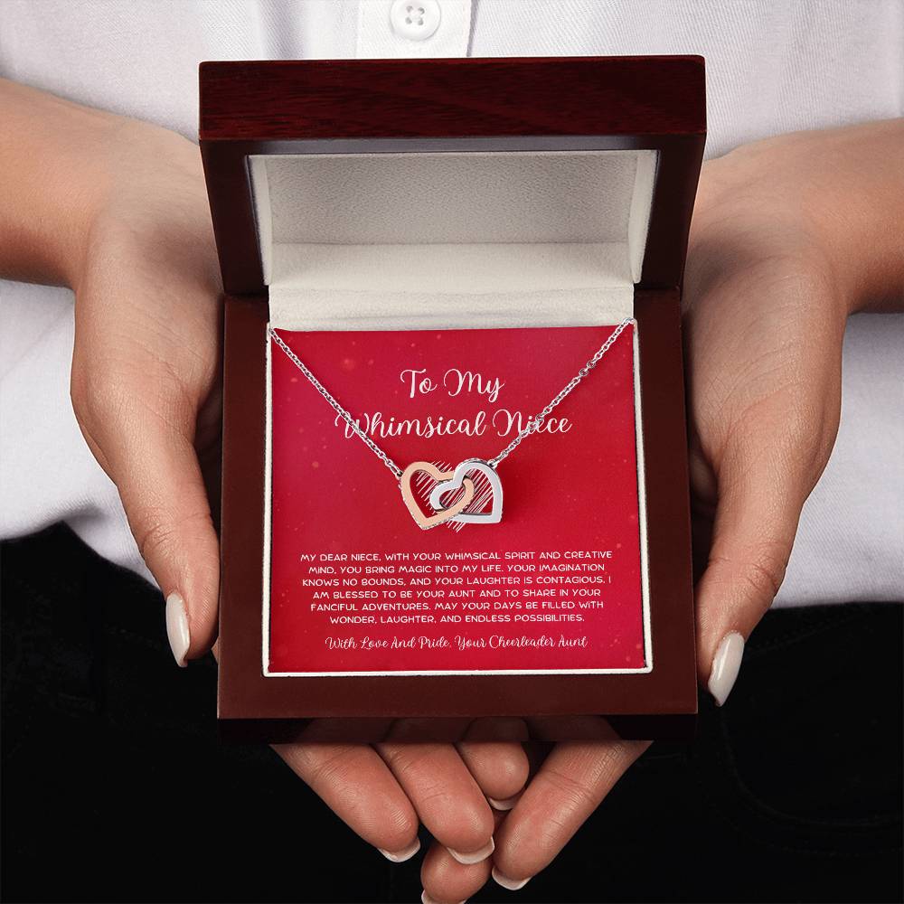 To My Whimsical Niece - From Aunt to Niece Interlocking Hearts Necklace - SOUVMOUR