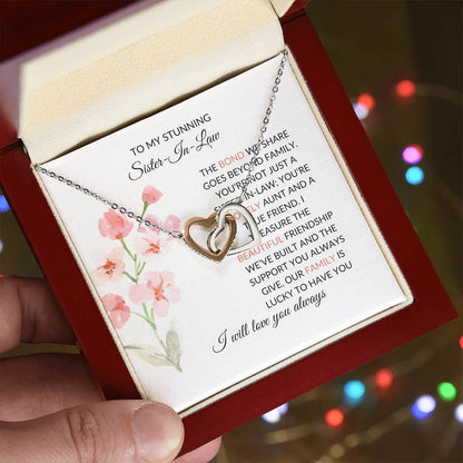 To My Stunning Sister-in-law Necklace | Interlocking Hearts Necklace | Sister-in-Law Gift