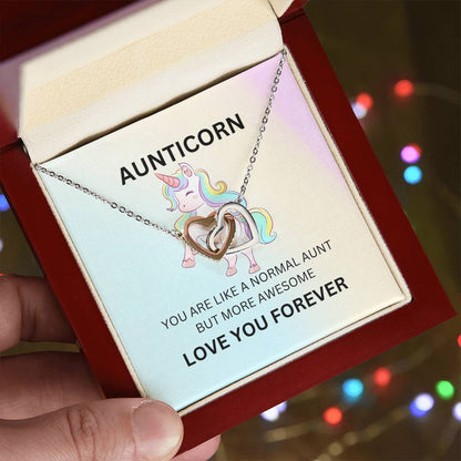 To My Aunticorn – Unique Hearts Necklace | Fun Message Card for Aunt for Expressing Love and Gratitude - SOUVMOUR