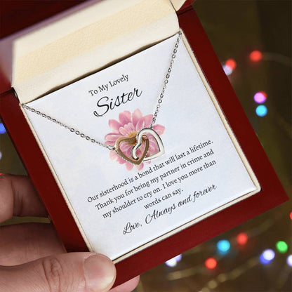 For My Sweet Sister – Interlocking Hearts Necklace | A Symbol of Our Unbreakable Bond