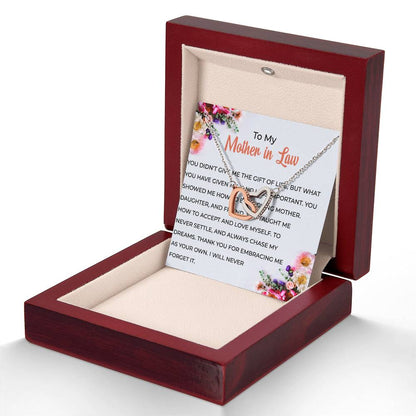 To My Cherished Mother-in-law, Interlocking Hearts Necklace with Heartfelt Words | Mother-in-law Gift