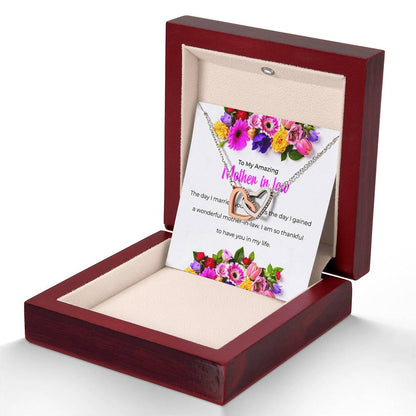 To My Amazing Mother-in-law, Interlocking Hearts Necklace with Heartfelt Sentiment | Mother-in-law Gift