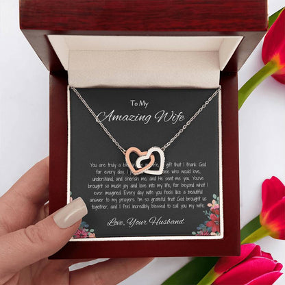 To My Amazing Wife - Heart-Shaped Necklace Romantic Gift for Wife