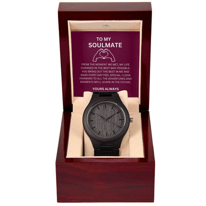 Boyfriend Anniversary Gift — Romantic Wooden Watch with Heartfelt Message Card
