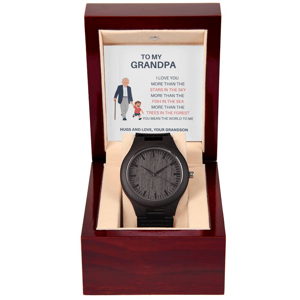 A Special Gift for Grandpa – Wooden Watch from Grandson with Heartfelt Message Card