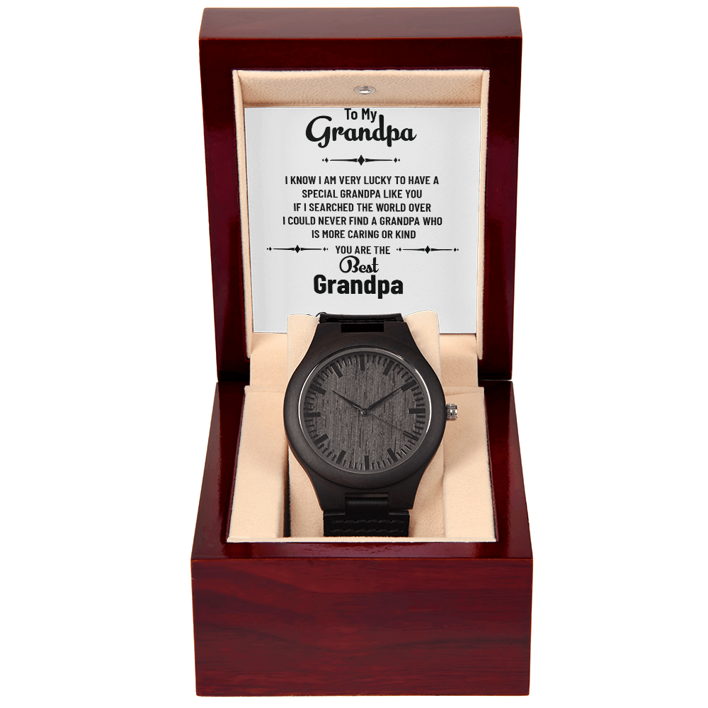 Grandpa Gift – Men's Wooden Watch from Grandson with Heartfelt Message Card