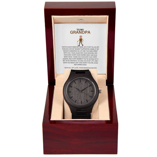 Men’s Wooden Watch for Grandpa – Special Gift from Granddaughter with Personalized Card