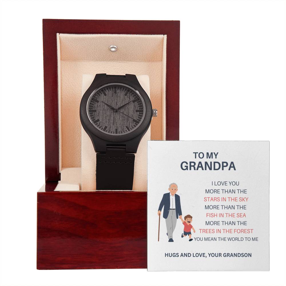 A Special Gift for Grandpa – Wooden Watch from Grandson with Heartfelt Message Card