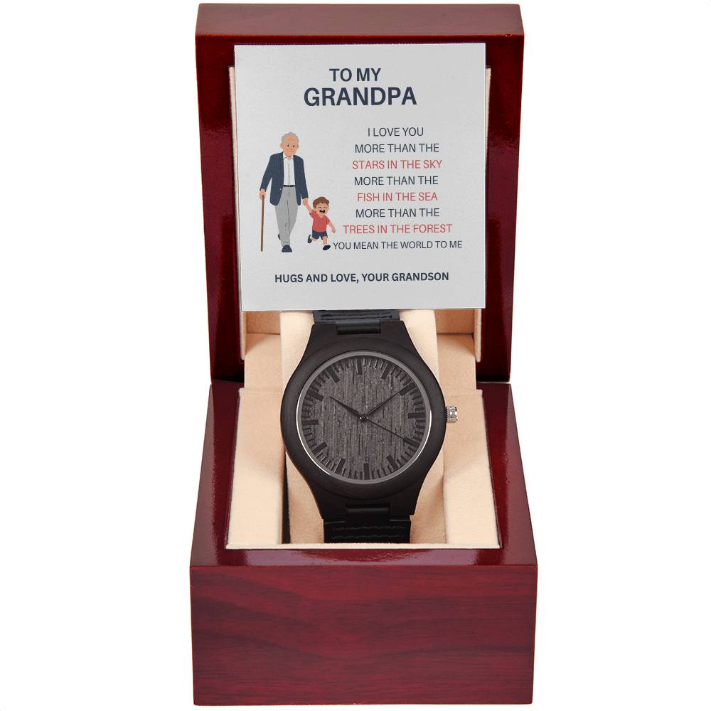 A Special Gift for Grandpa – Wooden Watch from Grandson with Heartfelt Message Card