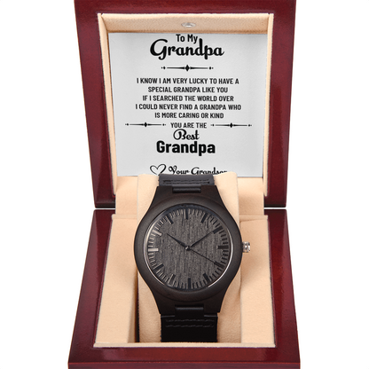 Grandpa Gift – Men's Wooden Watch from Grandson with Heartfelt Message Card