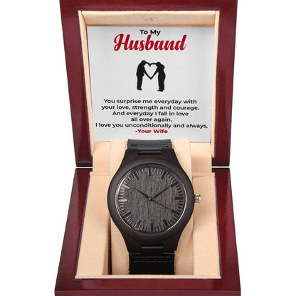To My Husband | Classic Wooden Timepiece with Rustic Charm