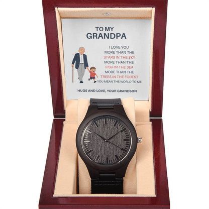 A Special Gift for Grandpa – Wooden Watch from Grandson with Heartfelt Message Card