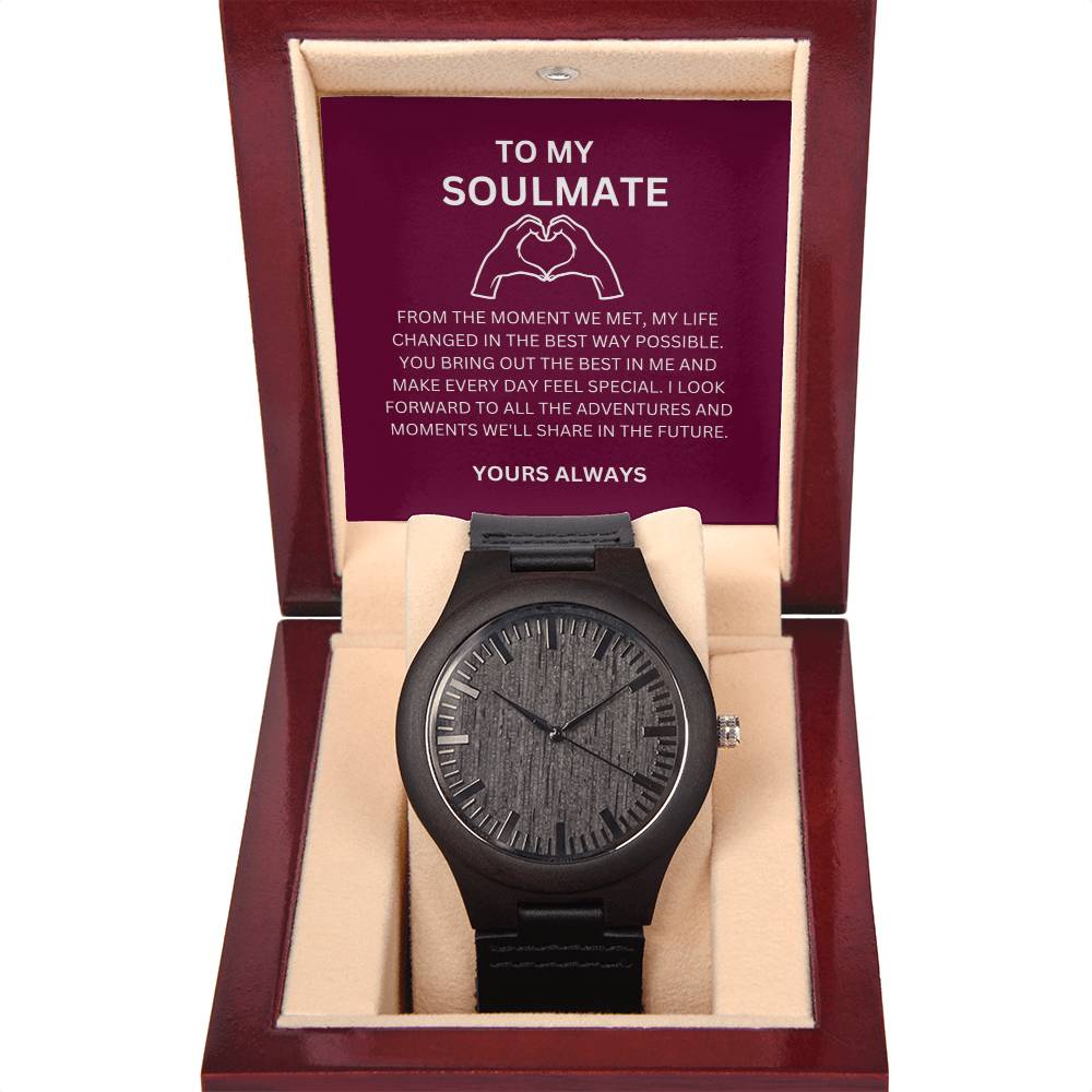 Boyfriend Anniversary Gift — Romantic Wooden Watch with Heartfelt Message Card