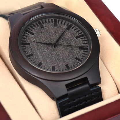 Boyfriend Anniversary Gift — Romantic Wooden Watch with Heartfelt Message Card