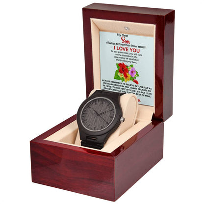 To My Beautiful Boy | Wooden Watch Gift from Mom | Natural Design Watch