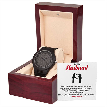 To My Husband | Classic Wooden Timepiece with Rustic Charm