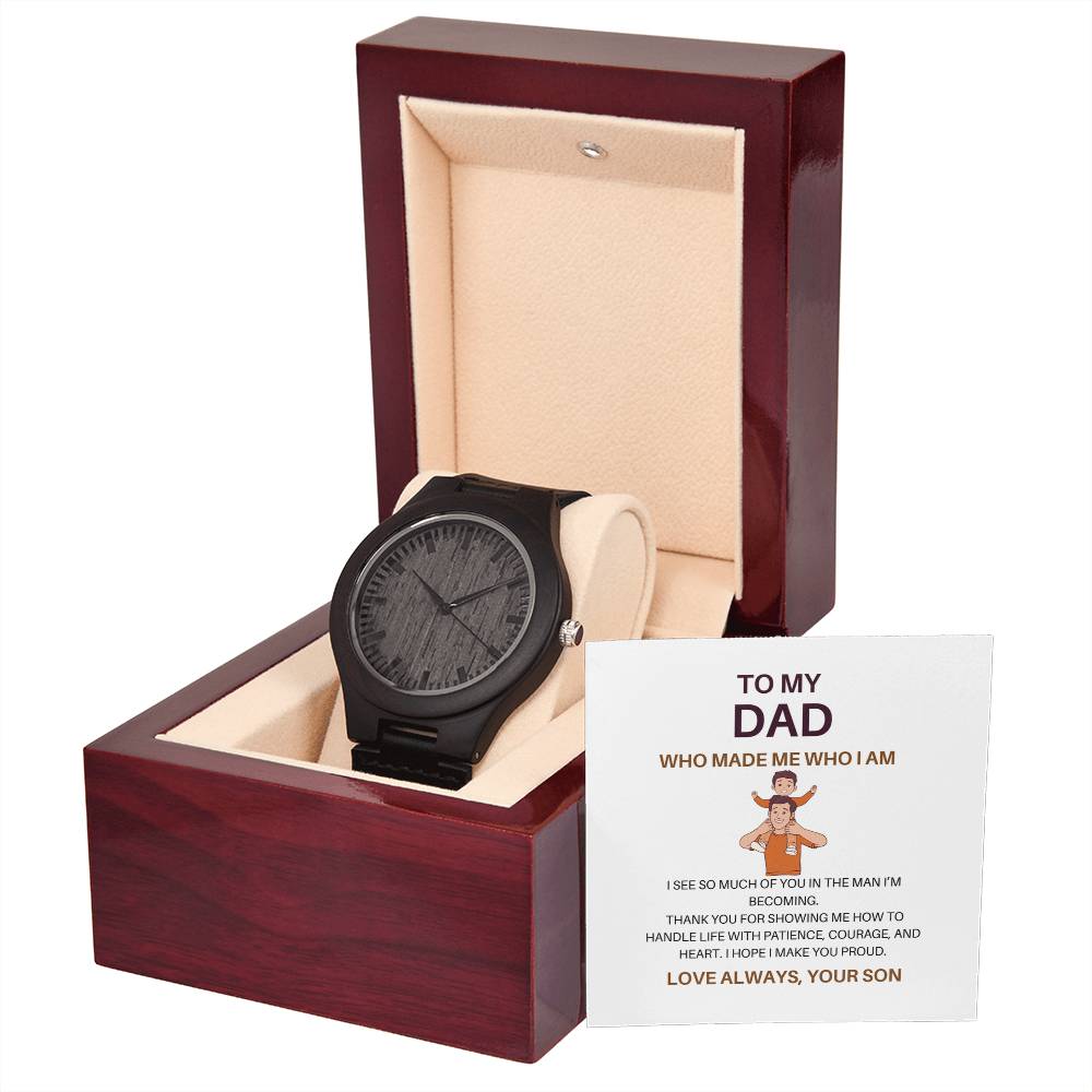 To My Father – Wooden Watch for Dad from Son | Unique Natural Timepiece Gift