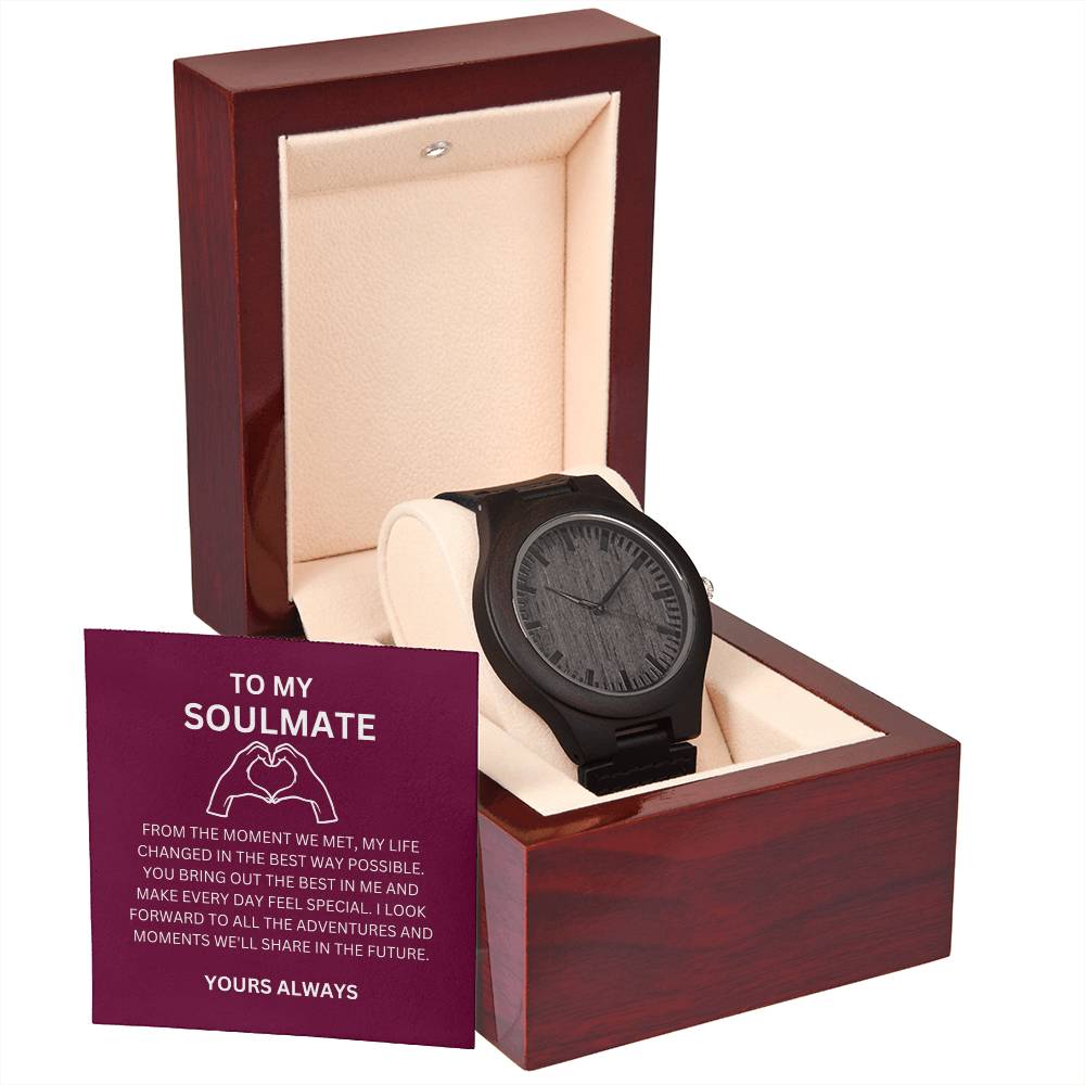 Boyfriend Anniversary Gift — Romantic Wooden Watch with Heartfelt Message Card