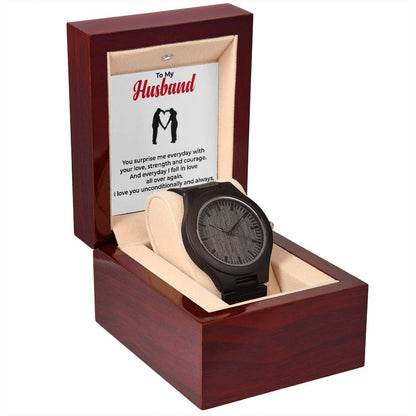 To My Husband | Classic Wooden Timepiece with Rustic Charm