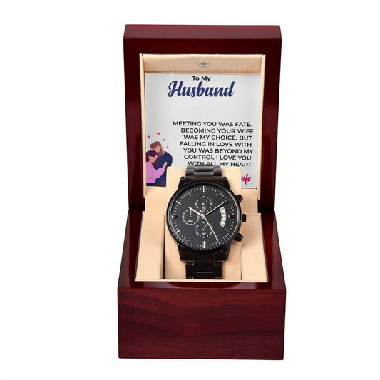 To My Husband | Modern Black Chronograph Watch Gift
