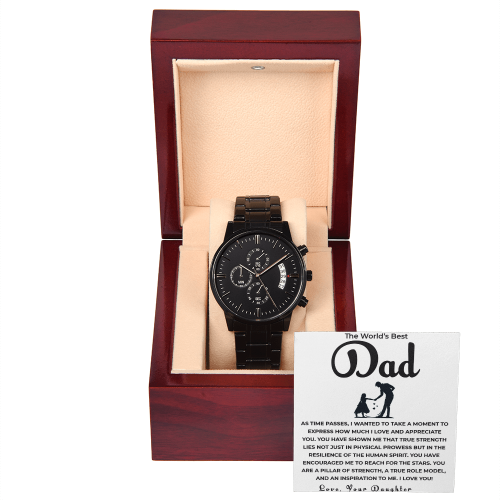 To My Father – Black Chronograph Watch for Dad from Daughter | Elegant Gift For Dad