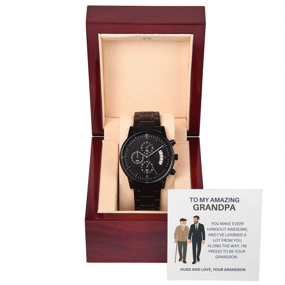 Men’s Black Chronograph Watch – Special Grandpa Gift from Grandson