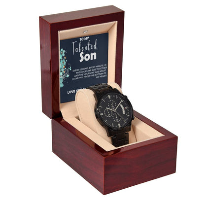 To My Talented Son | Black Chronograph Watch Gift from Dad | Stylish Son Gift