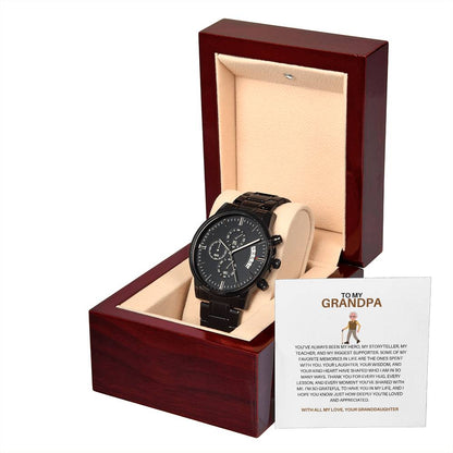 Black Chronograph Watch with Stylish Dial – From Granddaughter to Grandpa