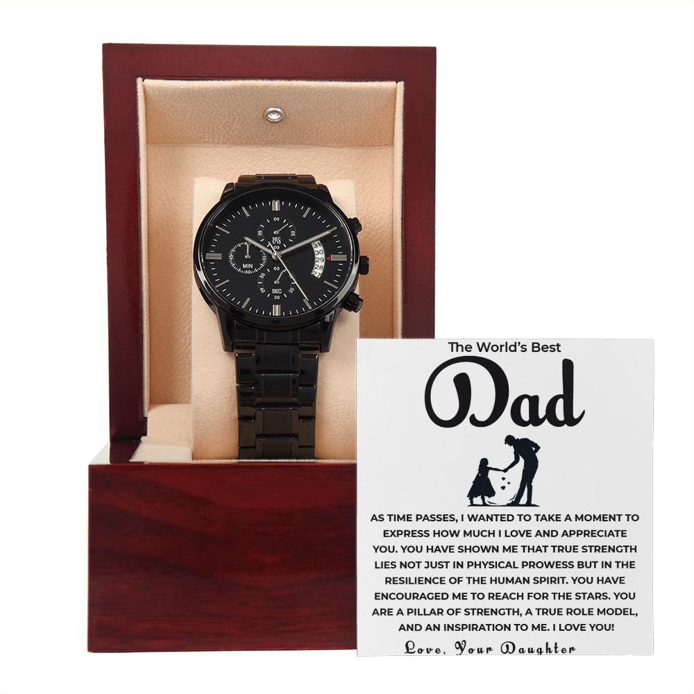 To My Father – Black Chronograph Watch for Dad from Daughter | Elegant Gift For Dad
