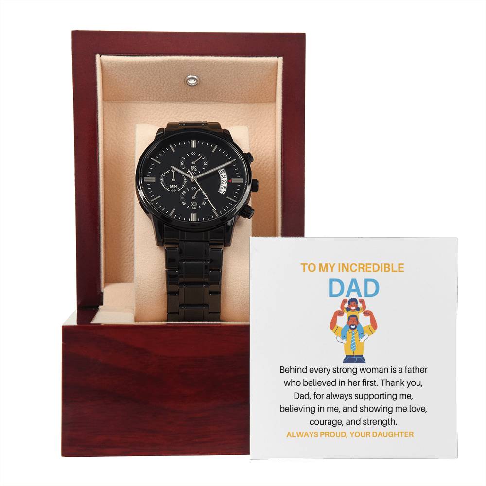 To My Father – Men’s Chronograph Watch | Heartfelt Gift from Daughter for Dad My First Hero