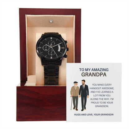 Men’s Black Chronograph Watch – Special Grandpa Gift from Grandson