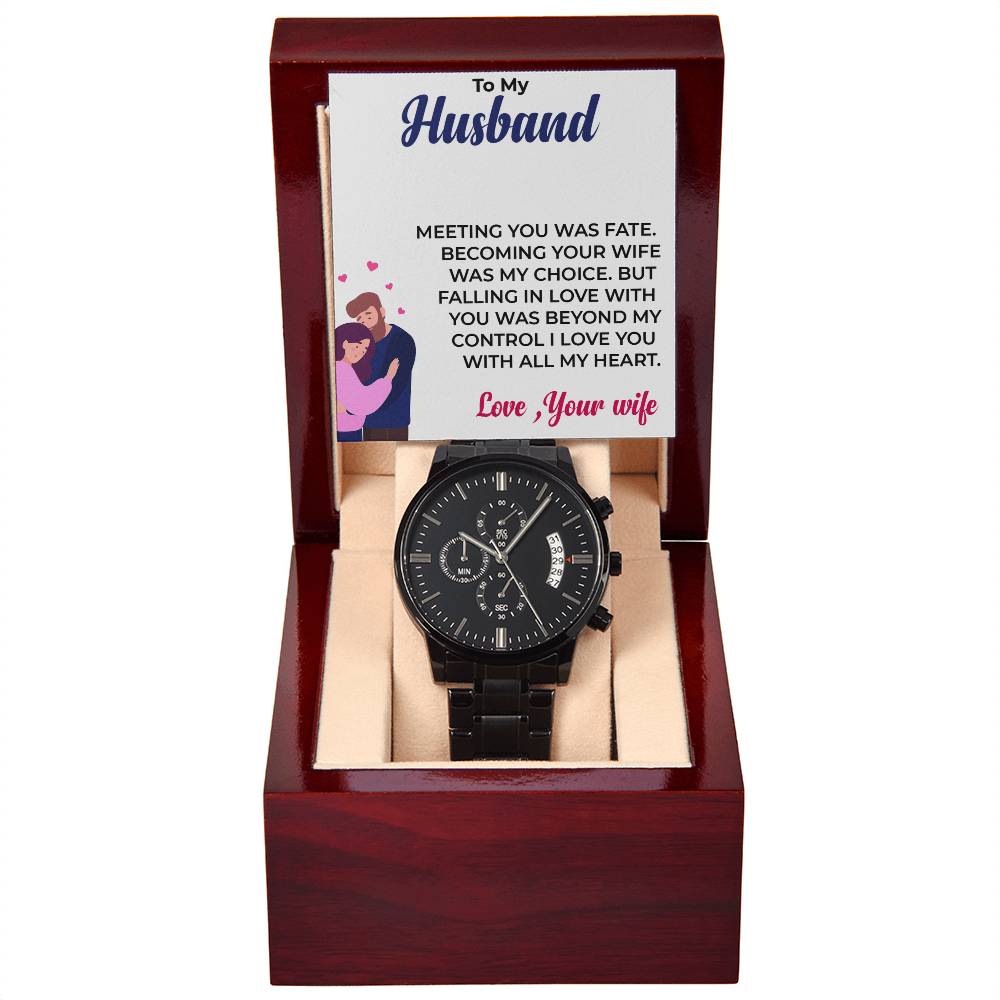 To My Husband | Modern Black Chronograph Watch Gift