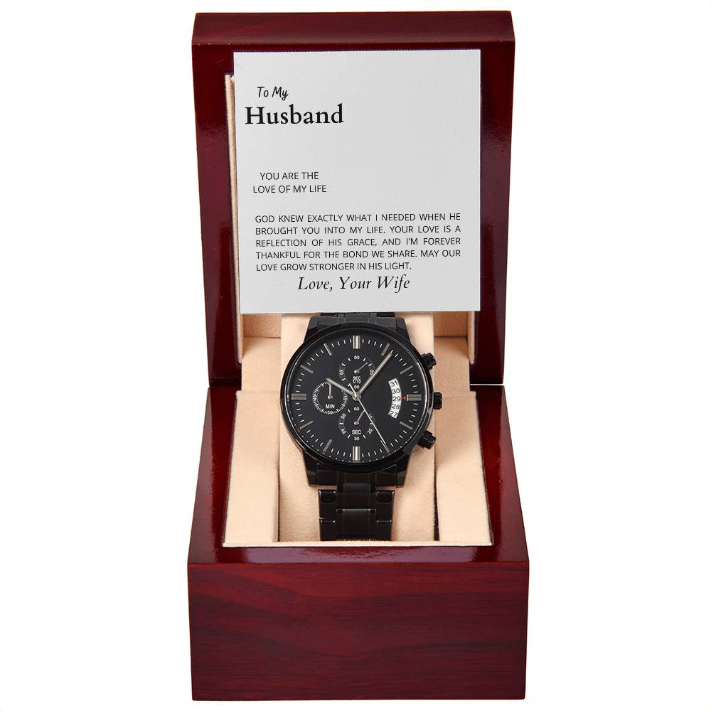 To My Husband The Love of My Life  | Stylish Chronograph Timepiece for Him