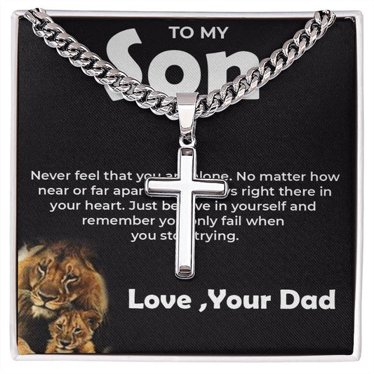 To My Brave Son | Cuban Link Chain with Artisan Cross from Dad