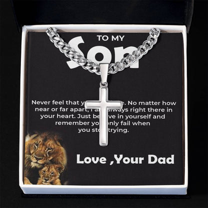 To My Brave Son | Cuban Link Chain with Artisan Cross from Dad