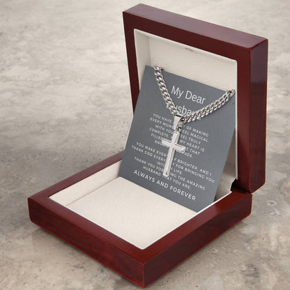To The Man I Love | Cuban Link Chain with Artisan Cross Necklace for My Husband