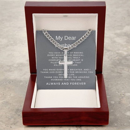 To The Man I Love | Cuban Link Chain with Artisan Cross Necklace for My Husband