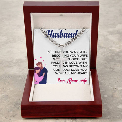 For My Husband | Cuban Link Chain with Artisan Cross Necklace Gift for Him