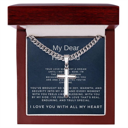 For My Dear Husband | Cuban Link Chain with Artisan Cross Necklace for Any Occasion