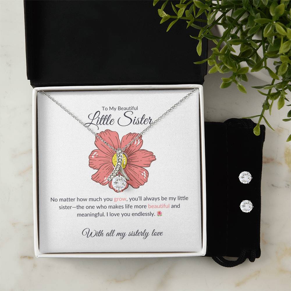 To My Beautiful Little Sister – Necklace & Earrings Set | A Beautiful Gift for a Beautiful Sister