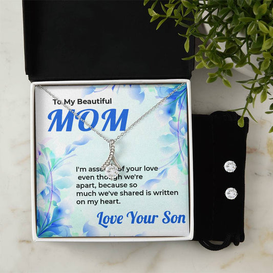 To My Mom | Gorgeous Jewelry Set Featuring Alluring Beauty Design from Son | Necklace Gift For Mom