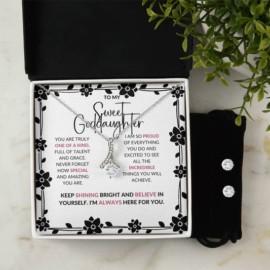 Alluring Beauty Necklace & Earring Set | To My Sweet Goddaughter | Celebrate Her Unique Spirit | Goddaughter Gift