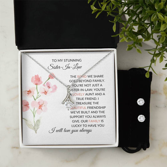 To My Stunning Sister-in-Law | Alluring Beauty Necklace & Earring Set | Gift for Sister-in-Law